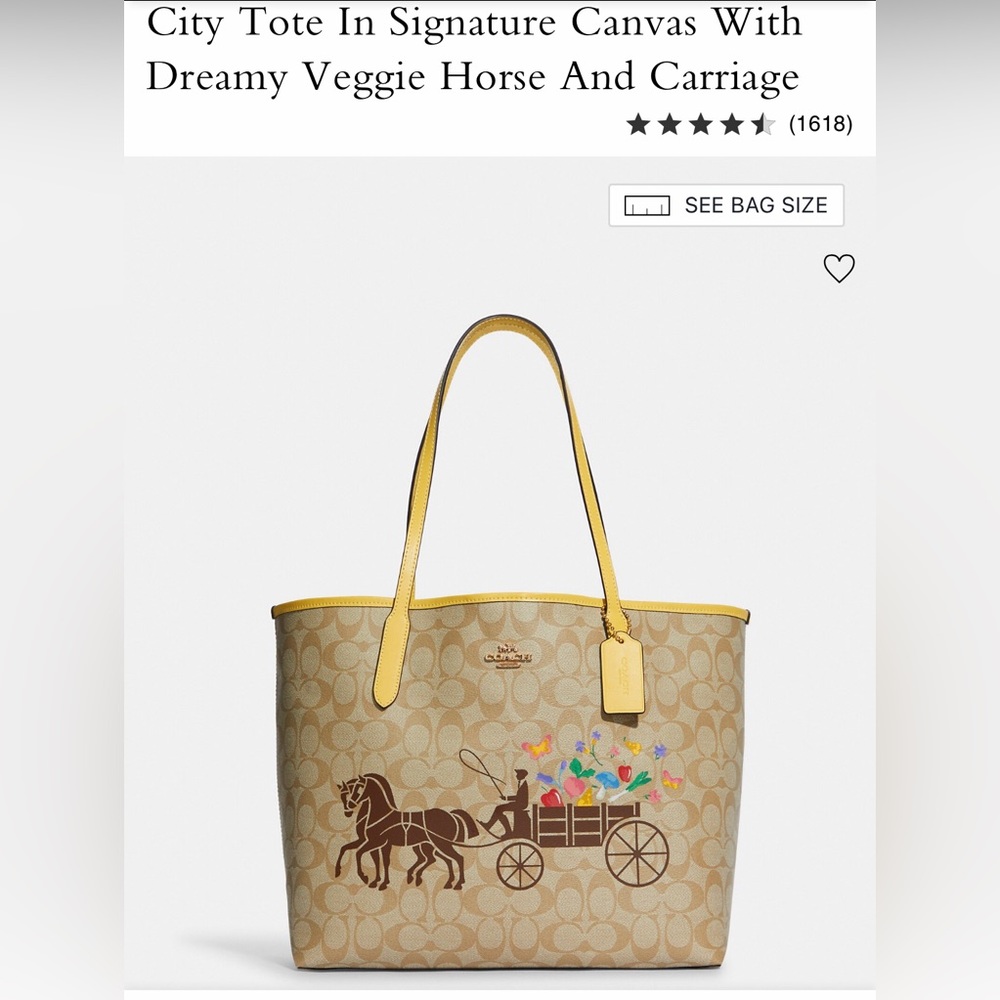 coach City Tote In Signature Canvas With Dreamy Veggie Horse And Carriage